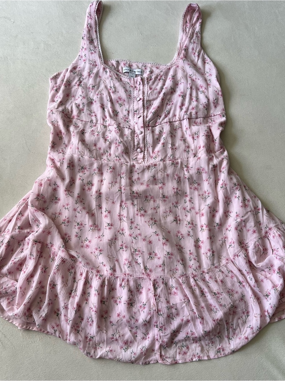 Light Pink Floral Tiered Sundress Coquette Girly Pink Fairy Balletcore Feminine